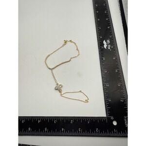 Gold Tone Crystal‎ Flower Hand Chain Bracelet Marquise Floral Ring Link